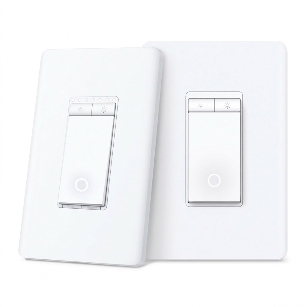 High-resolution hero shot of the TP-Link Tapo-S515D KIT, featuring two white smart switches.